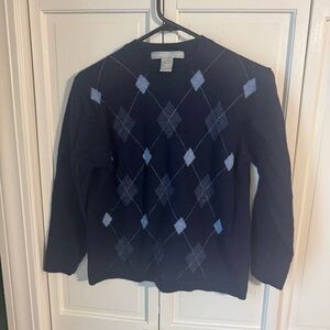 Classic Navy Argyle Crewneck Sweater